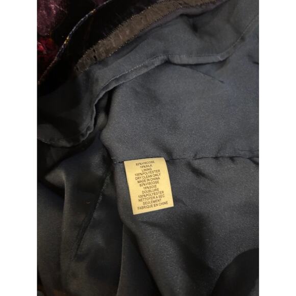 Trina Turk Dress Eclair Crushed Velvet Burnout Floral Long Sleeve Floral Small - Picture 4 of 9